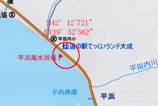 大成砂浜の地形図